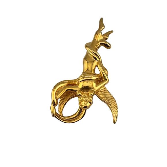 Vintage Lady Remington Figural Gold Tone Angel Brooch - Signed LR Rare - Picture 4 of 8